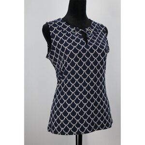 Tommy Hilfiger Women's Navy Sleeveless Top with Rope Pattern‎ & Lace-Up Neckline